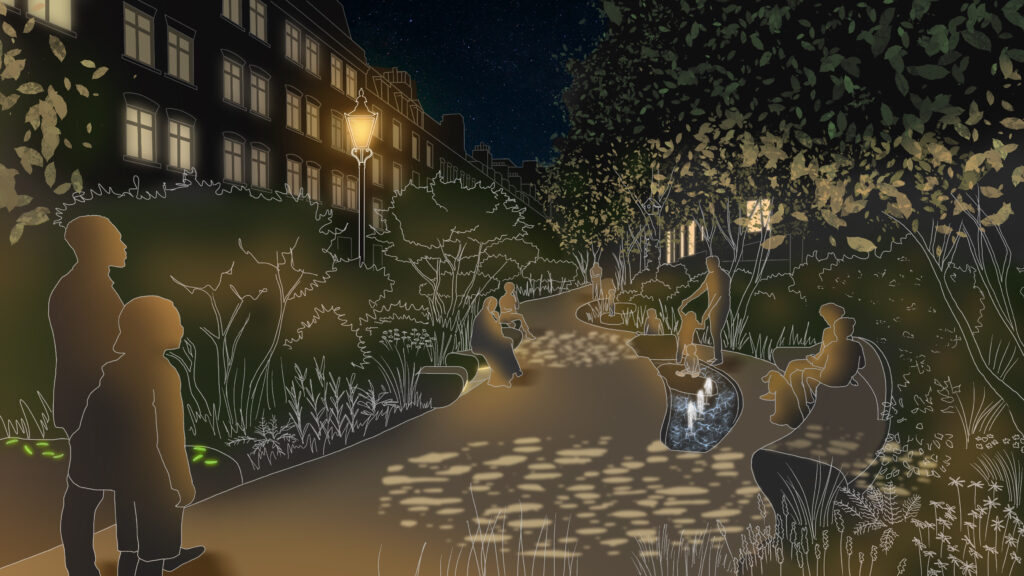 Lighting design concept by Michael Grubb Studio for Reimagined Great Ormond Street and Queen Square project in London, United Kingdom