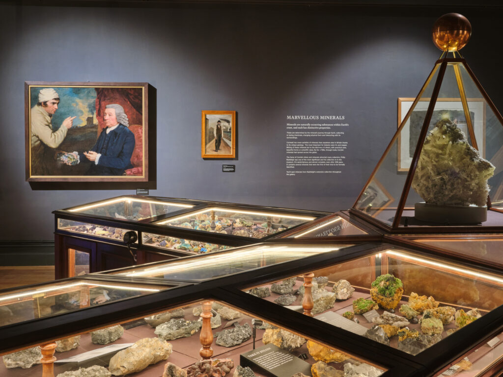 Award-winning Lighting strategy for museum galleries in England with tailored illumination for minerals, natural history exhibits and immersive visitor spaces. The lighting scheme for permanent collections by international lighting studio Michael Grubb Studio