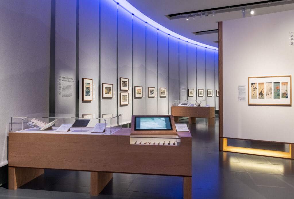 Visitor experience lighting design by an international lighting design consultancy for a major Japanese art exhibition in London, supporting slow looking, reflection and narrative movement through the gallery.